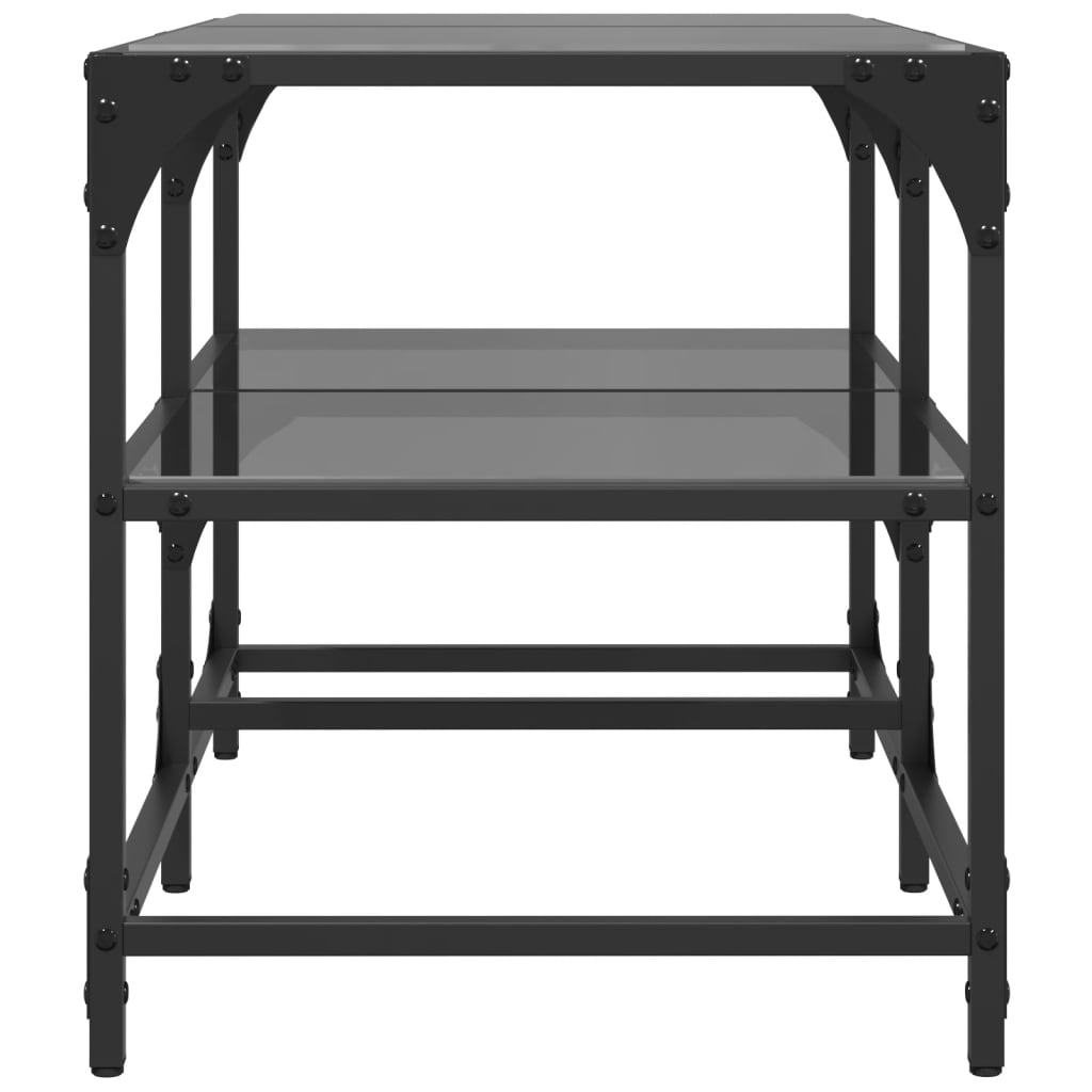 Table basse avec dessus en verre noir 78,5x40x45 cm acier - XIOS