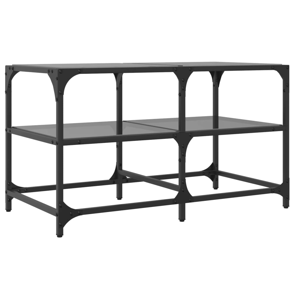 Table basse avec dessus en verre noir 78,5x40x45 cm acier - XIOS