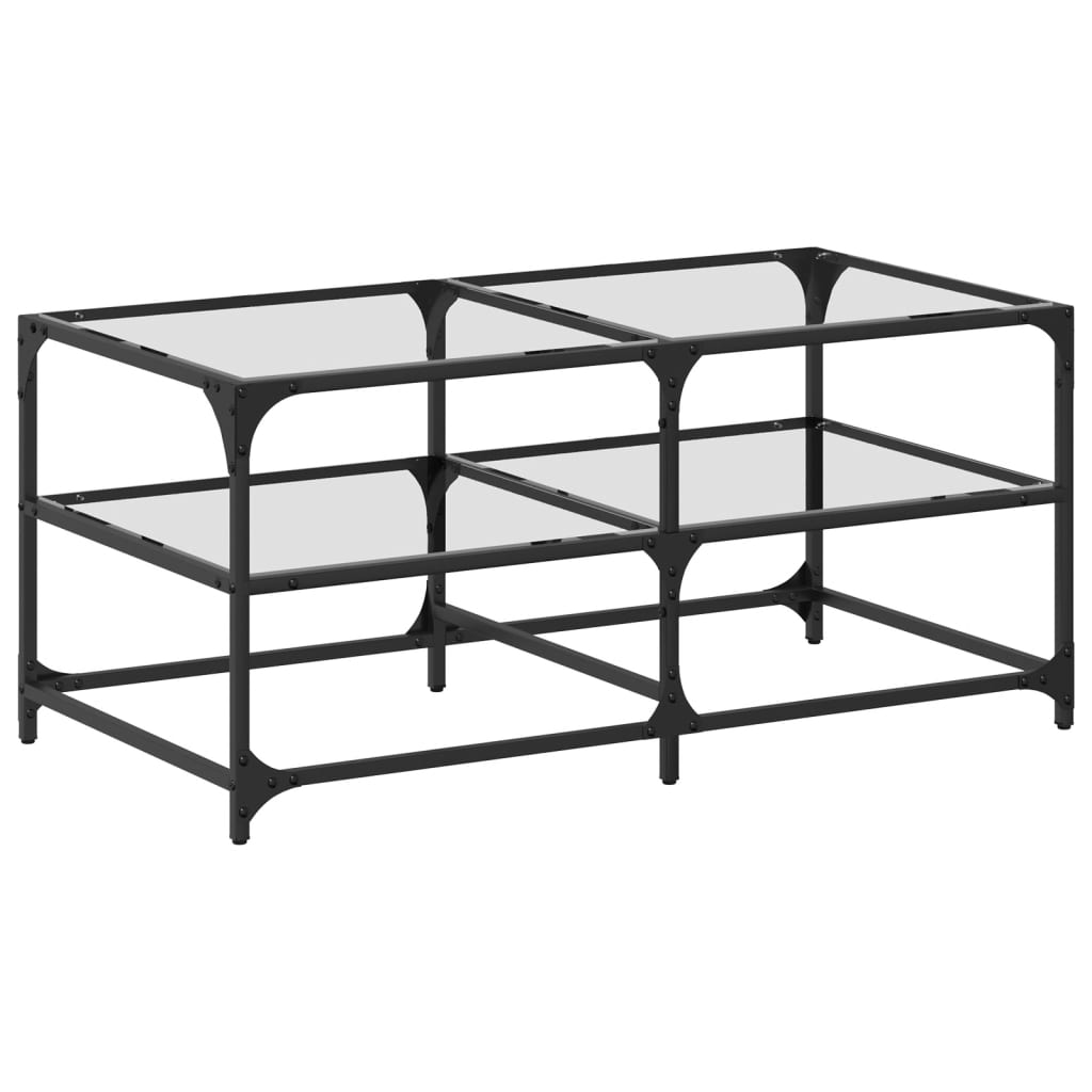Table basse avec dessus en verre transparent 98,5x50x45cm acier - XIOS