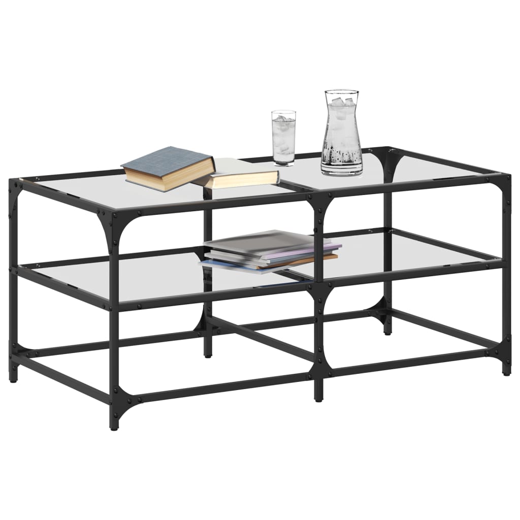 Table basse avec dessus en verre transparent 98,5x50x45cm acier - XIOS