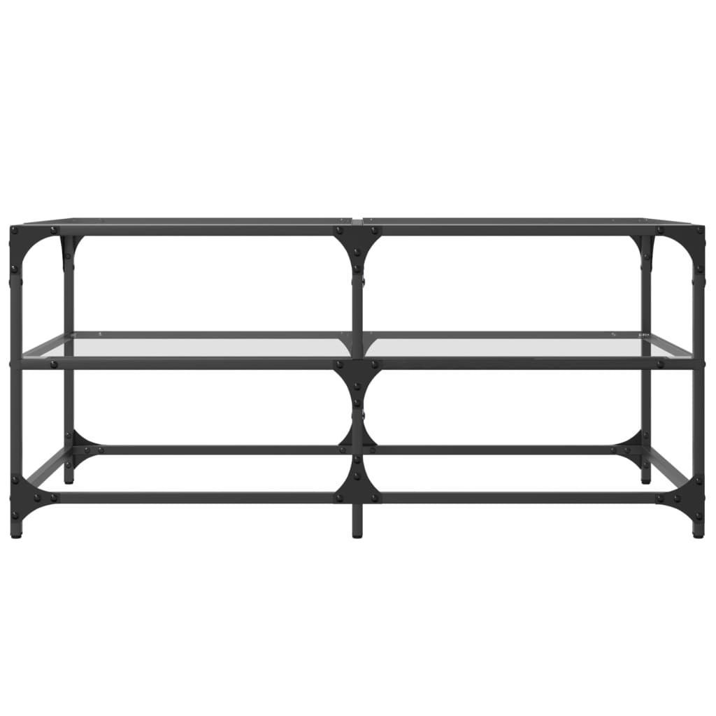 Table basse avec dessus en verre transparent 98,5x50x45cm acier - XIOS