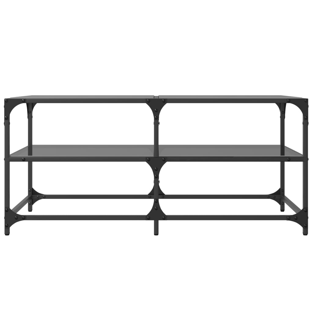 Table basse avec dessus en verre noir 98,5x50x45 cm acier - XIOS