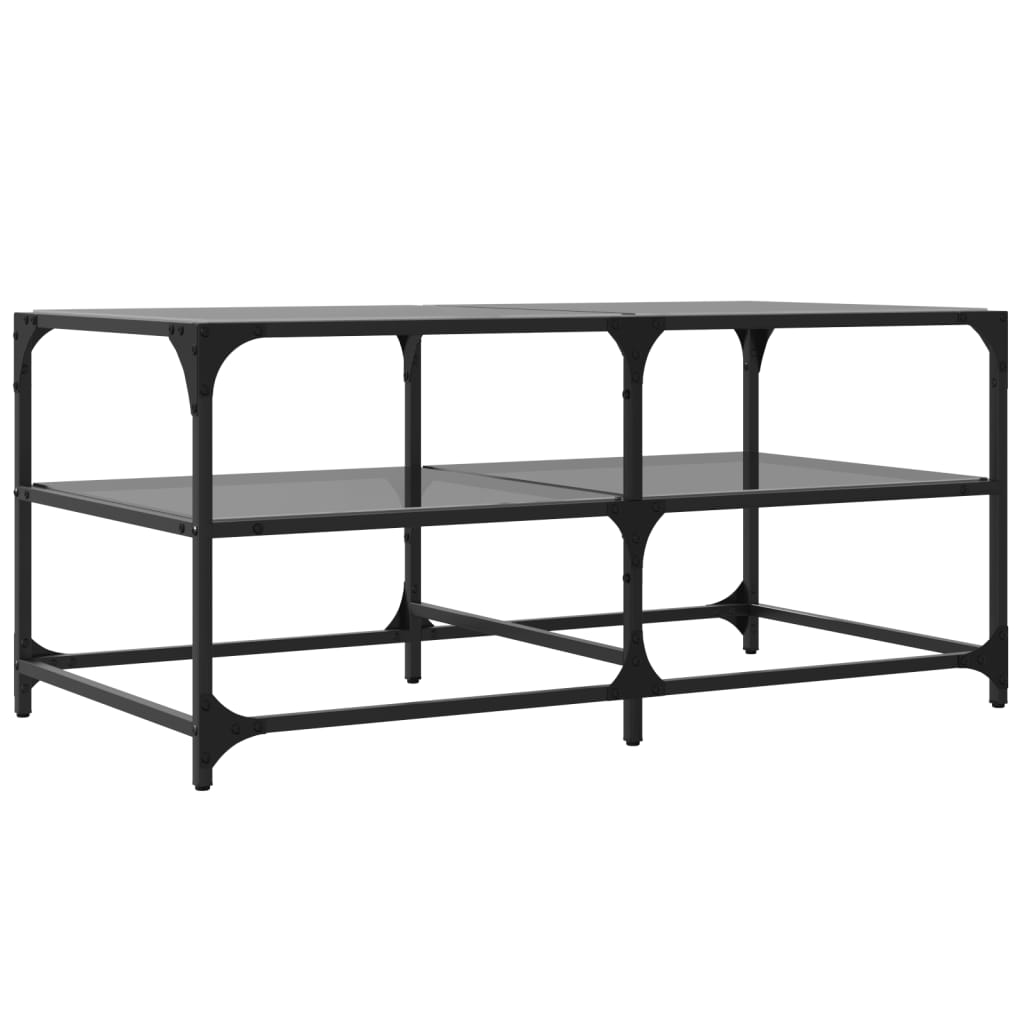 Table basse avec dessus en verre noir 98,5x50x45 cm acier - XIOS