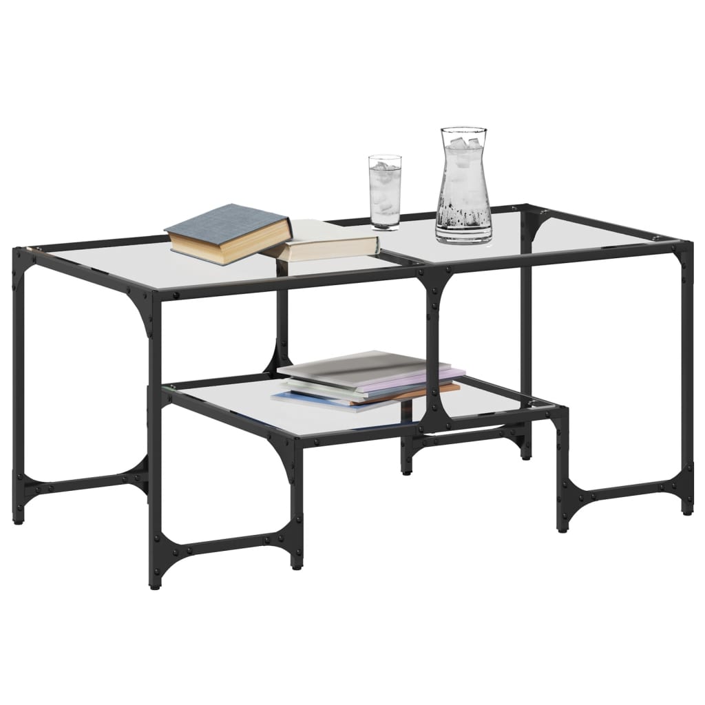 Table basse avec dessus en verre transparent 98,5x50x45cm acier - XIOS