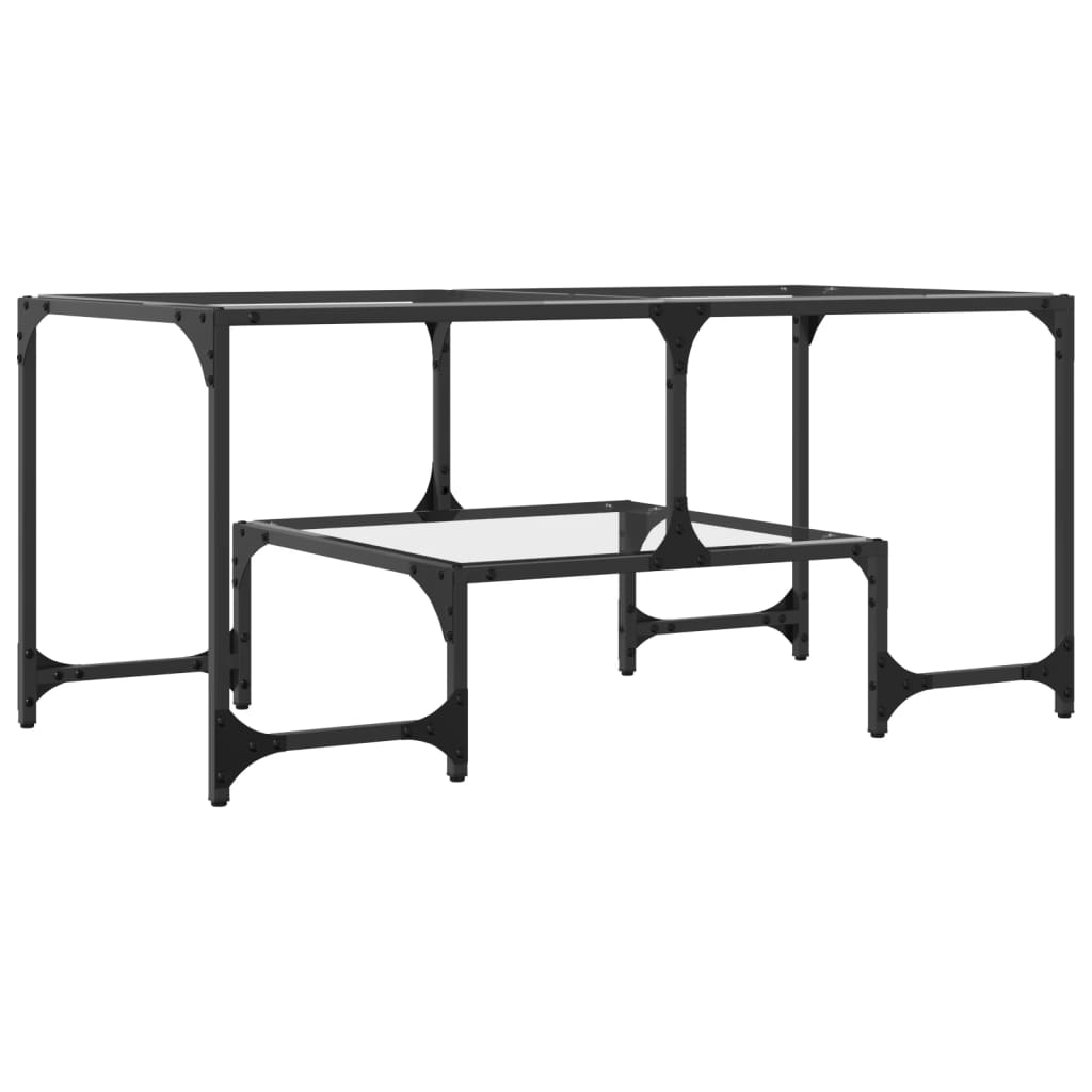 Table basse avec dessus en verre transparent 98,5x50x45cm acier - XIOS