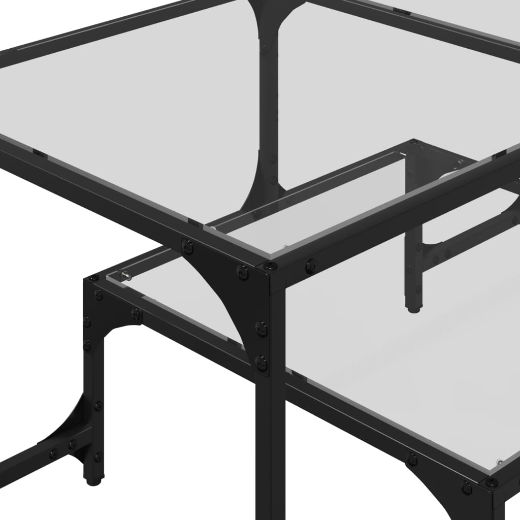 Table basse avec dessus en verre transparent 98,5x50x45cm acier - XIOS