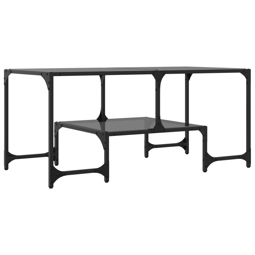 Table basse avec dessus en verre noir 98,5x50x45 cm acier - XIOS