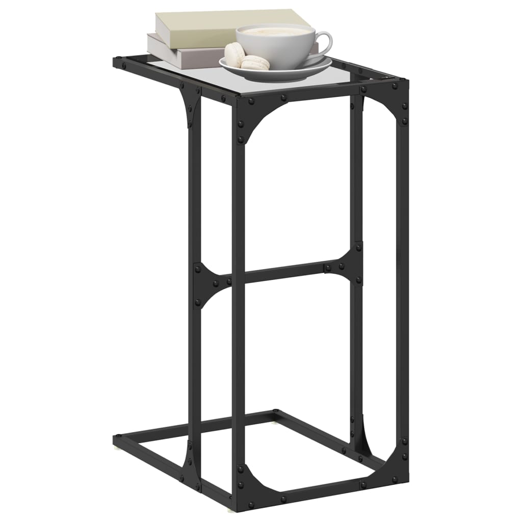 Table d'appoint avec verre transparent 40x30x61,5 cm acier - XIOS