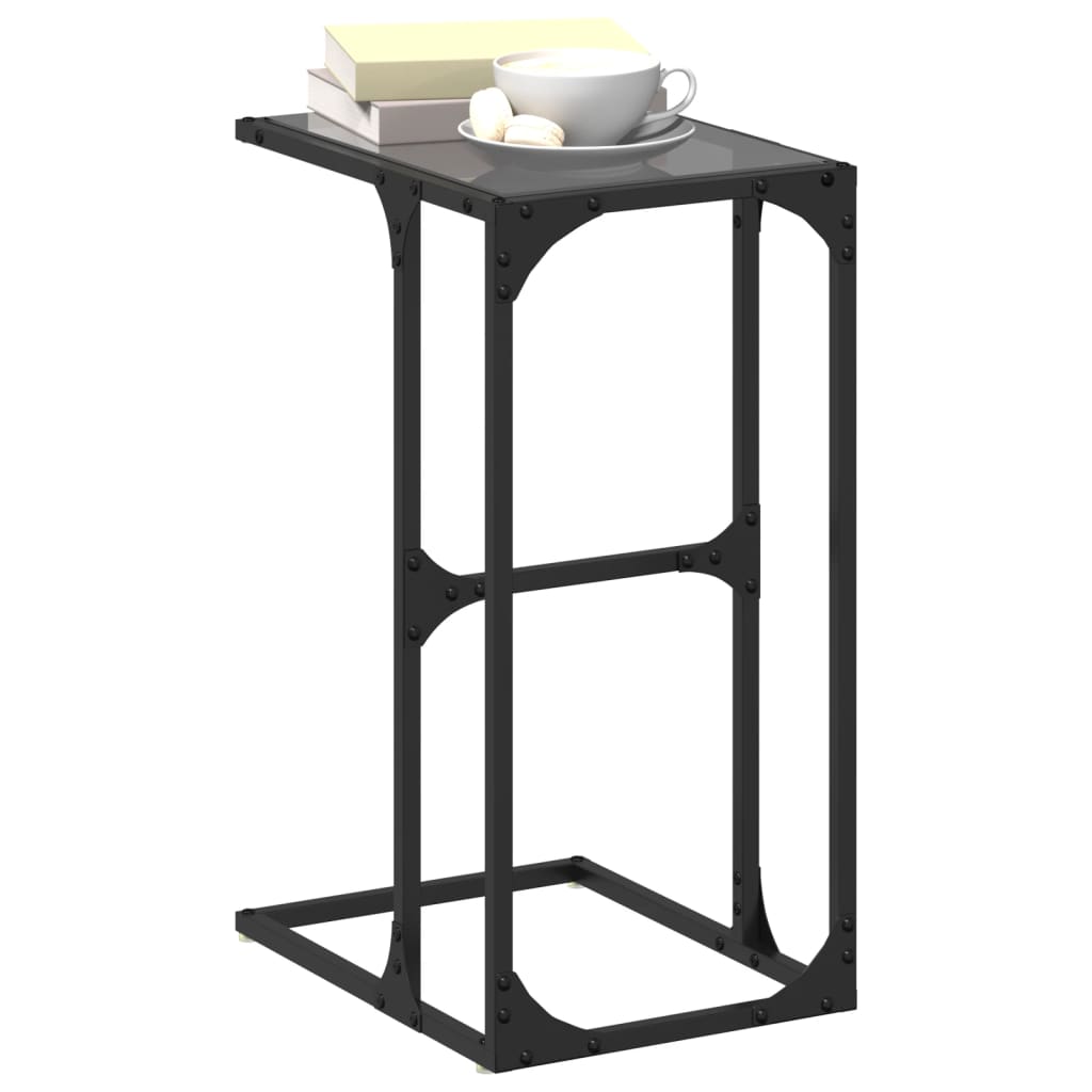 Table d'appoint avec verre noir 40x30x61,5 cm acier - XIOS