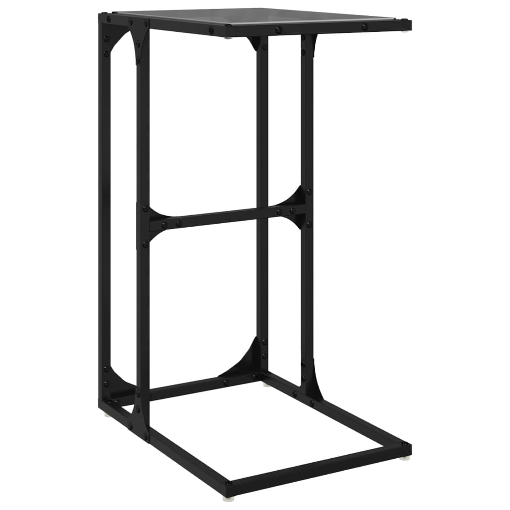 Table d'appoint avec verre noir 40x30x61,5 cm acier - XIOS