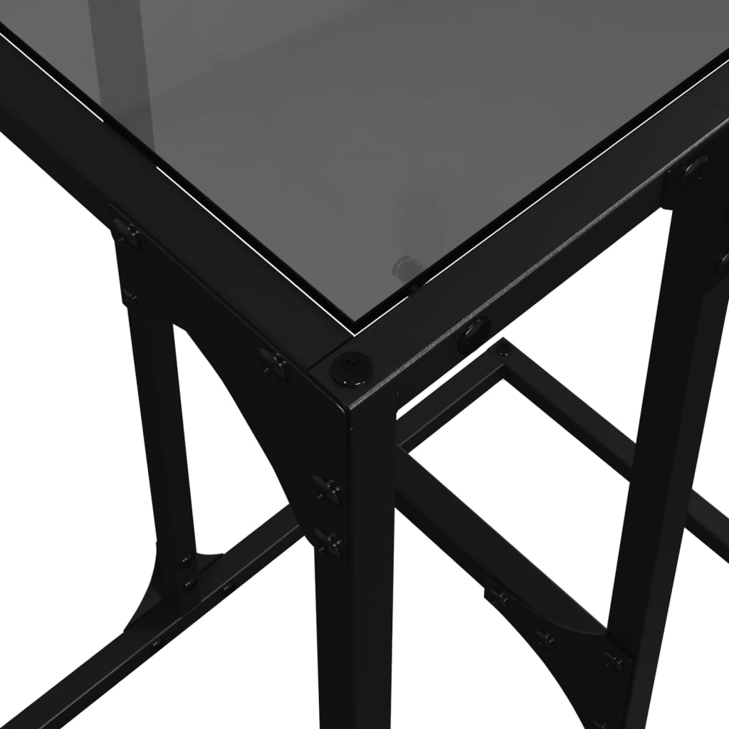 Table d'appoint avec verre noir 40x30x61,5 cm acier - XIOS