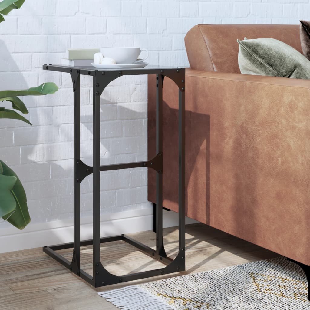 Table d'appoint avec verre noir 40x30x61,5 cm acier - XIOS