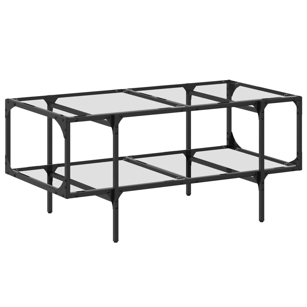 Table basse avec dessus en verre transparent 98,5x50x45cm acier - XIOS