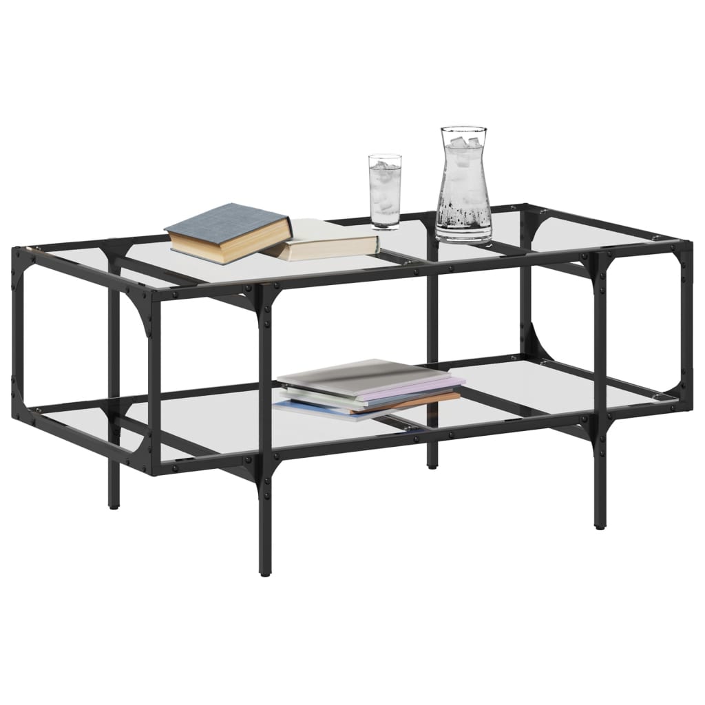 Table basse avec dessus en verre transparent 98,5x50x45cm acier - XIOS