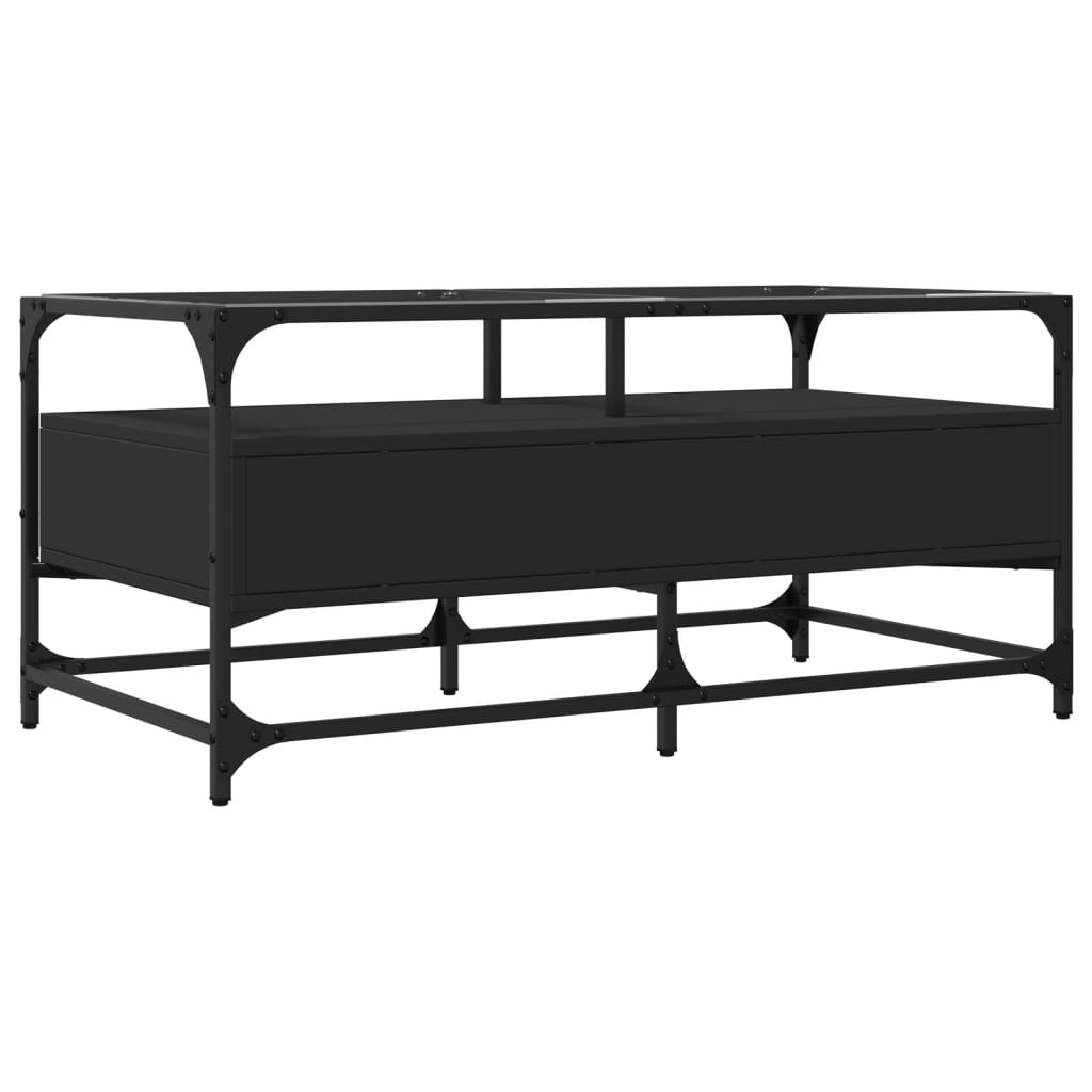 Table basse avec dessus en verre noir 98,5x50x45 cm acier - XIOS