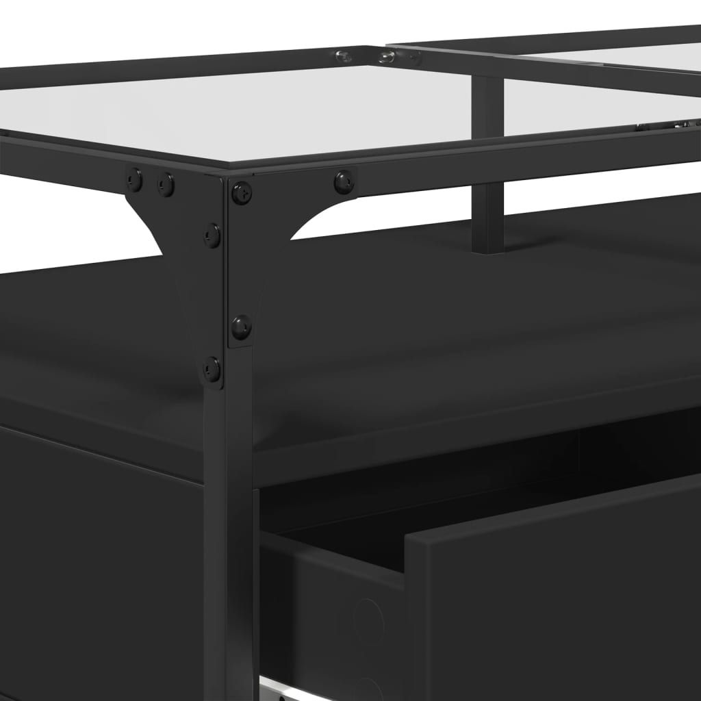 Table basse avec dessus en verre noir 98,5x50x45 cm acier - XIOS