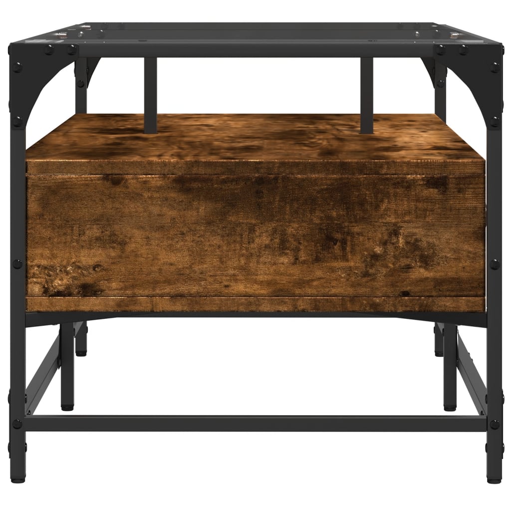 Table basse avec dessus en verre chêne fumé 98,5x50x45 cm acier - XIOS