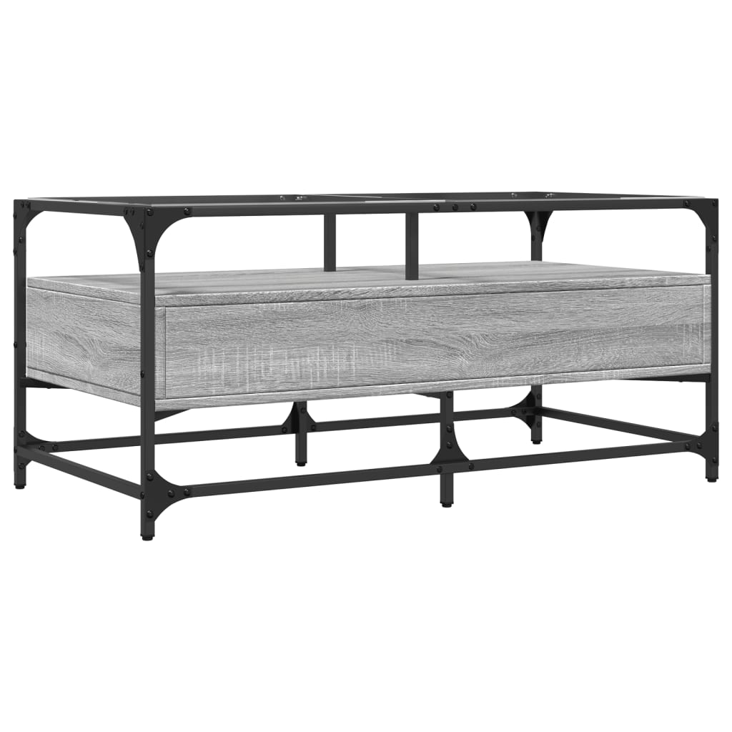 Table basse avec dessus en verre sonoma gris 98,5x50x45cm acier - XIOS