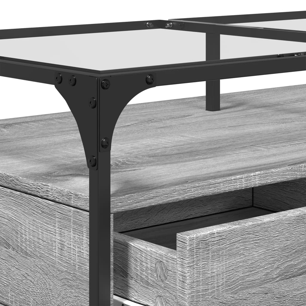 Table basse avec dessus en verre sonoma gris 98,5x50x45cm acier - XIOS