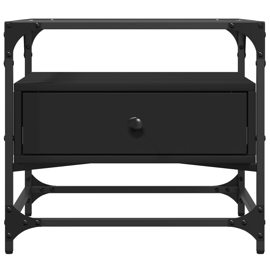 Table basse avec dessus en verre noir 50x50x45 cm acier - XIOS