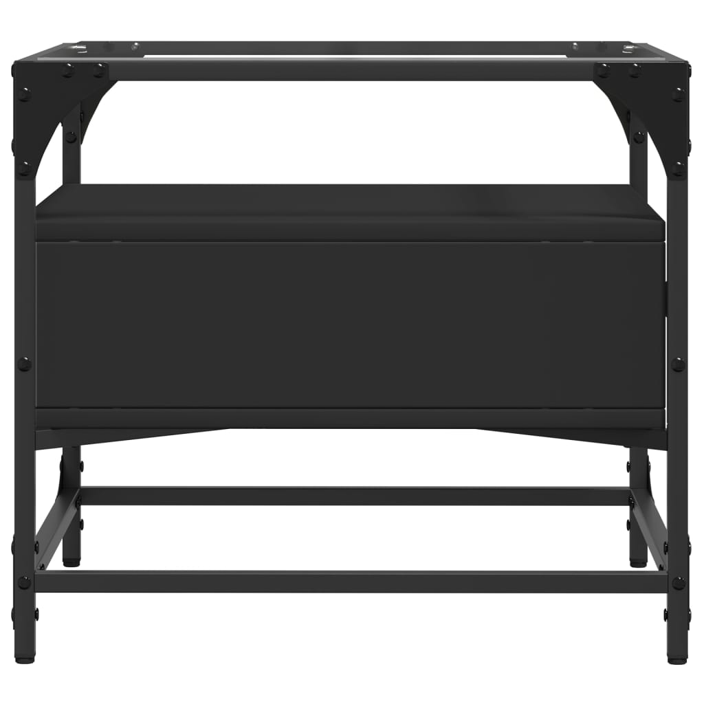 Table basse avec dessus en verre noir 50x50x45 cm acier - XIOS