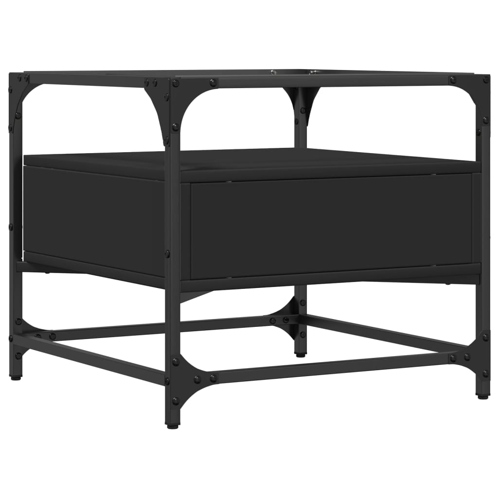 Table basse avec dessus en verre noir 50x50x45 cm acier - XIOS