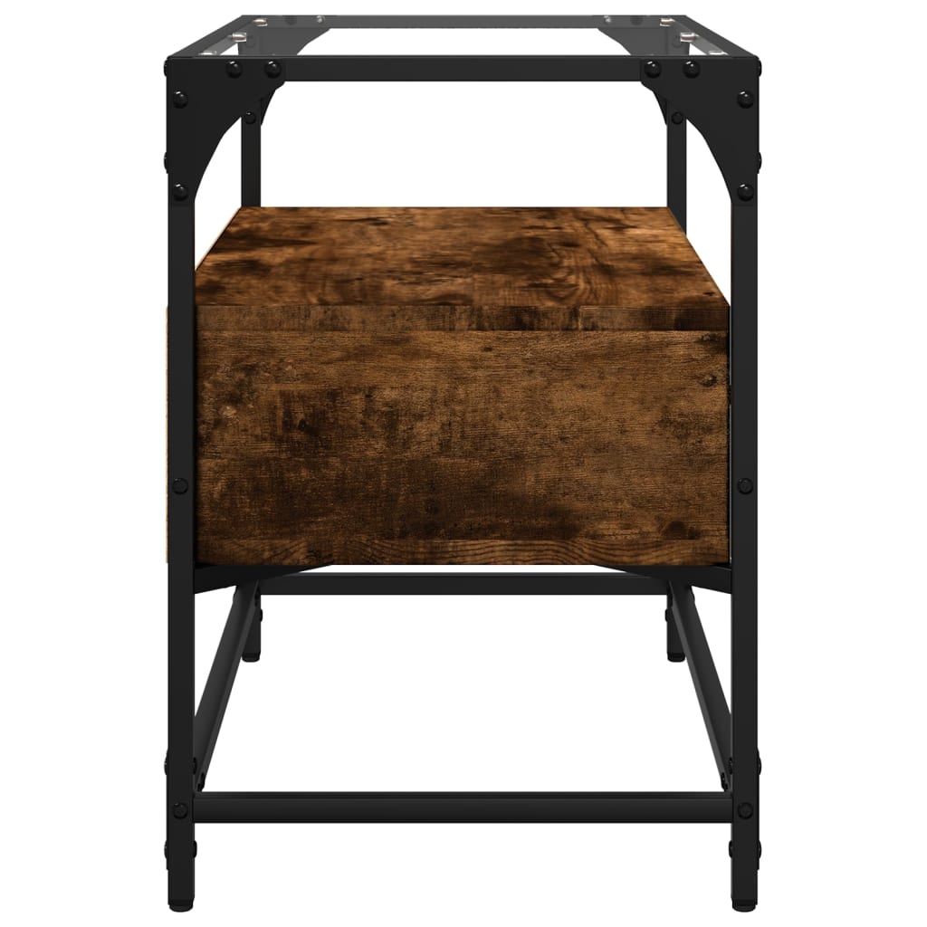 Meuble TV avec dessus en verre chêne fumé bois d'ingénierie - XIOS