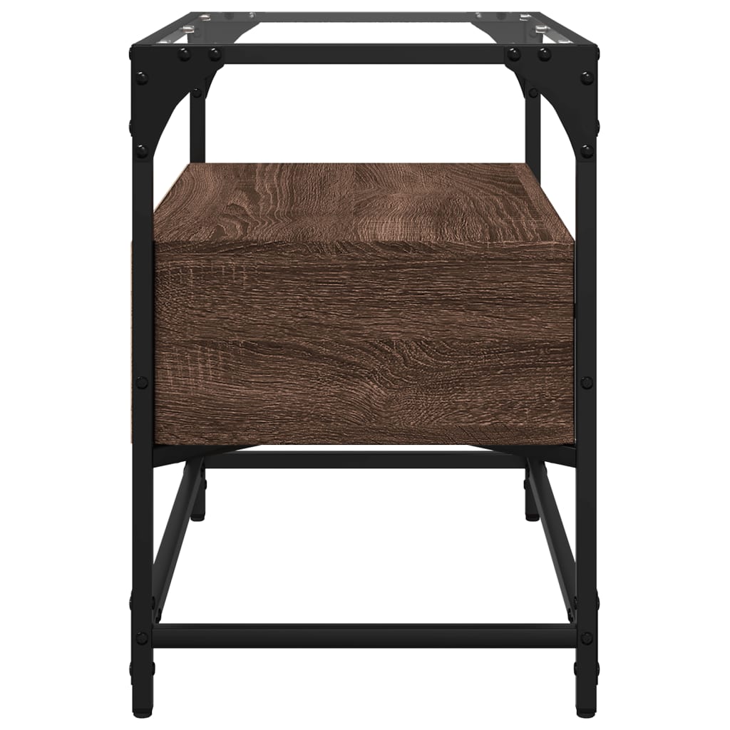 Meuble TV avec dessus en verre chêne marron bois d'ingénierie - XIOS