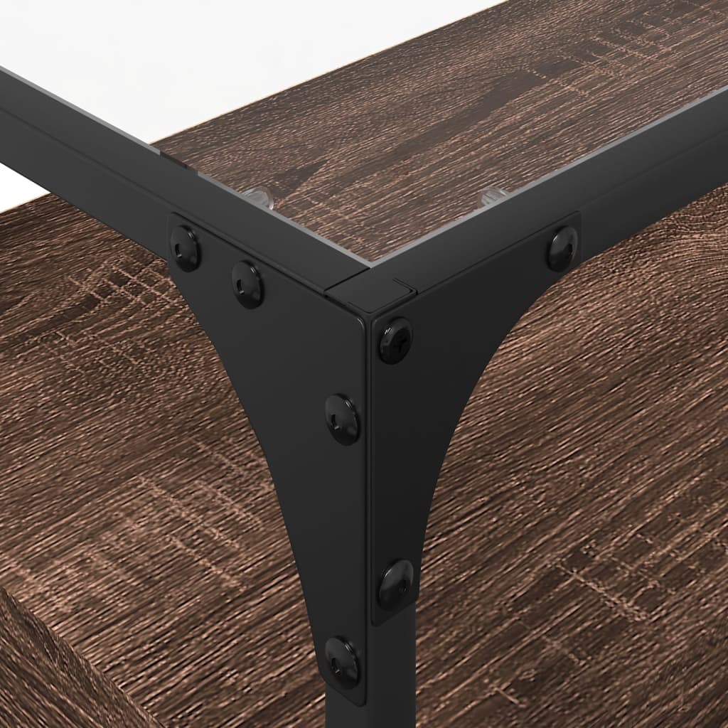 Meuble TV avec dessus en verre chêne marron bois d'ingénierie - XIOS