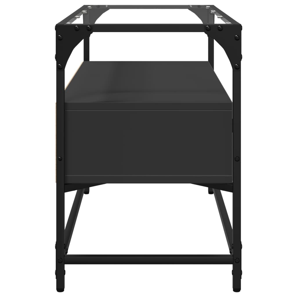 Meuble TV et dessus en verre noir 80x35x51 cm bois d'ingénierie - XIOS