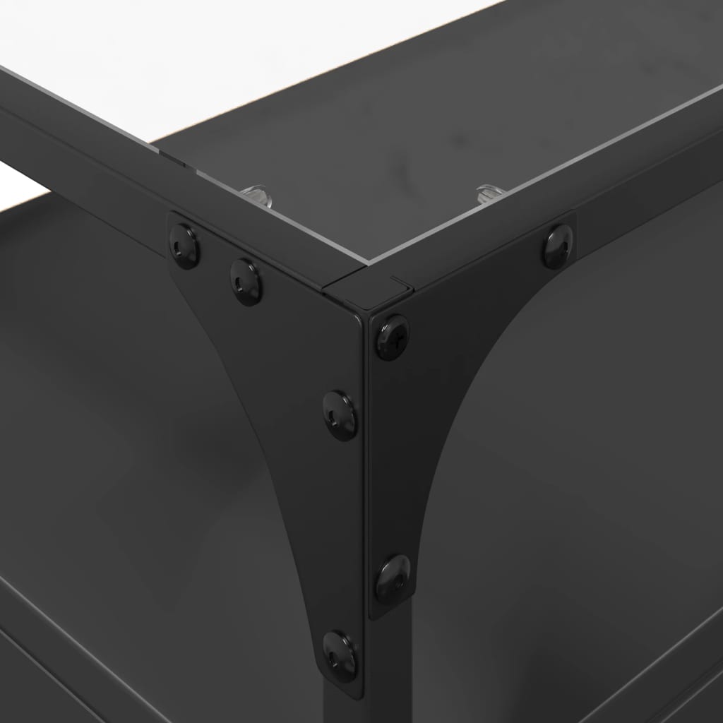 Meuble TV et dessus en verre noir 80x35x51 cm bois d'ingénierie - XIOS