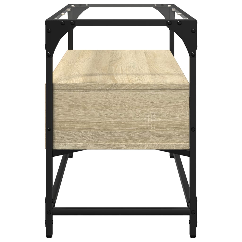 Meuble TV avec dessus en verre chêne sonoma bois d'ingénierie - XIOS