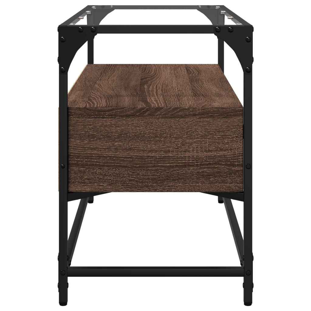 Meuble TV avec dessus en verre chêne marron bois d'ingénierie - XIOS