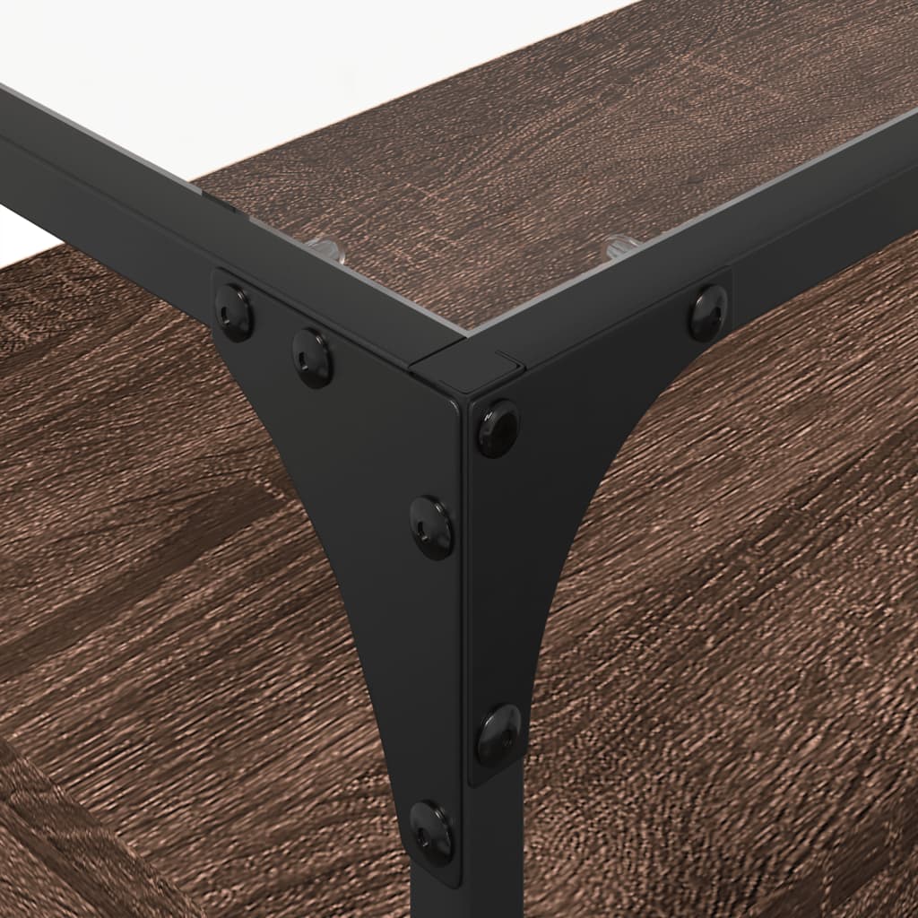 Meuble TV avec dessus en verre chêne marron bois d'ingénierie - XIOS