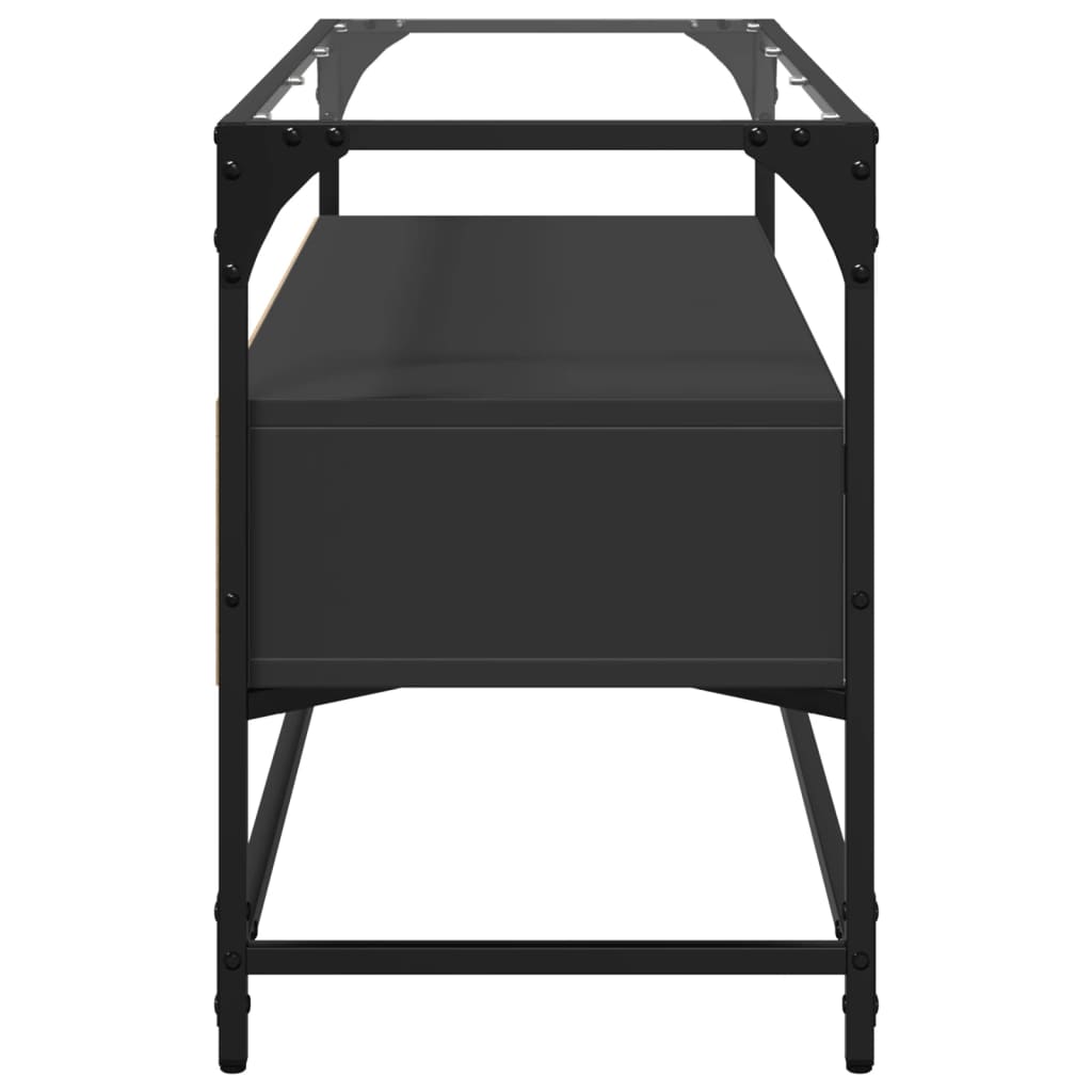 Meuble TV et dessus en verre noir 80x35x51 cm bois d'ingénierie - XIOS