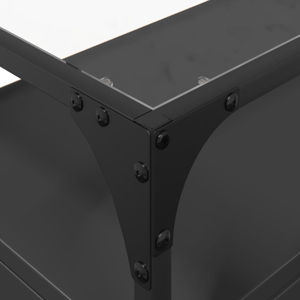 Meuble TV et dessus en verre noir 80x35x51 cm bois d'ingénierie - XIOS
