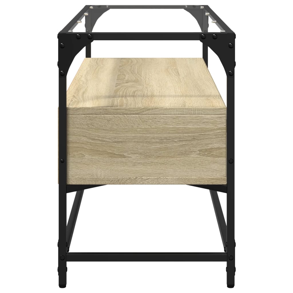 Meuble TV avec dessus en verre chêne sonoma bois d'ingénierie - XIOS