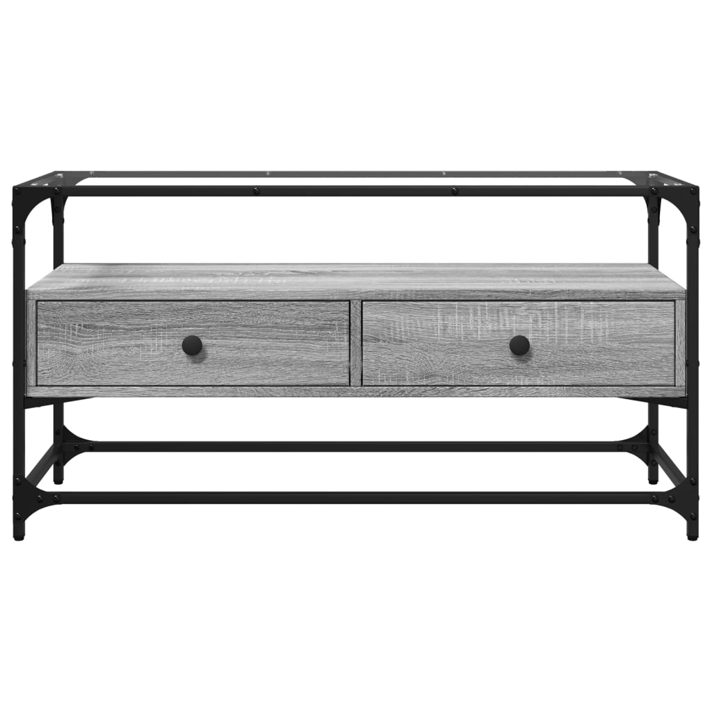 Meuble TV avec dessus en verre sonoma gris bois d'ingénierie - XIOS