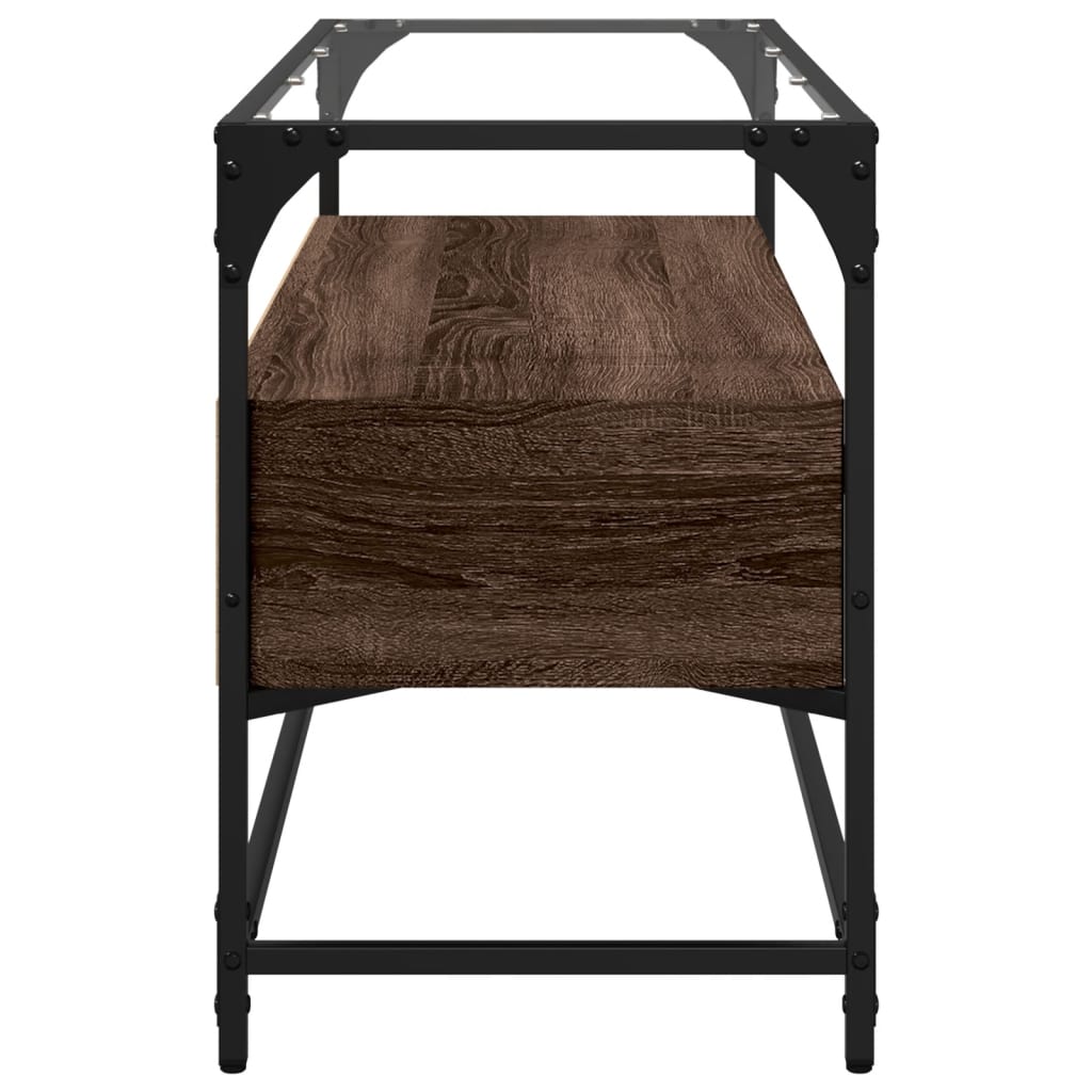 Meuble TV avec dessus en verre chêne marron bois d'ingénierie - XIOS