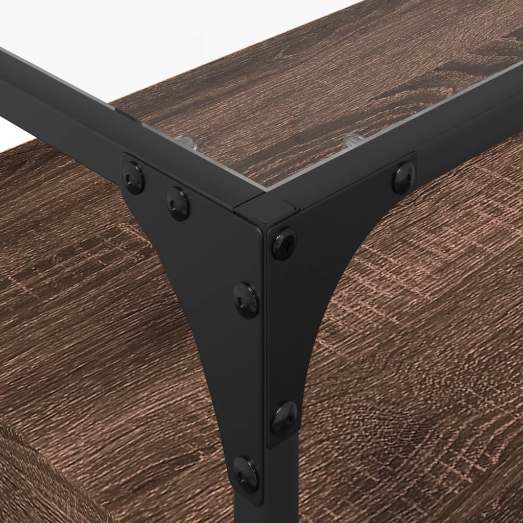Meuble TV avec dessus en verre chêne marron bois d'ingénierie - XIOS