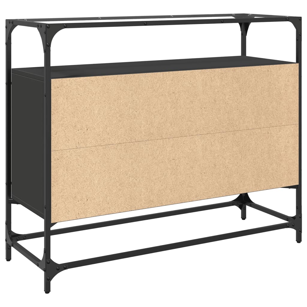 Buffet avec dessus en verre noir 98x35x81 cm bois d'ingénierie - XIOS