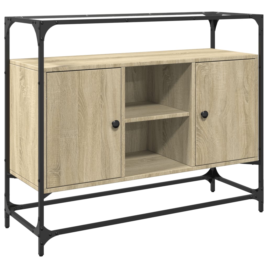 Buffet avec dessus en verre chêne sonoma bois d'ingénierie - XIOS