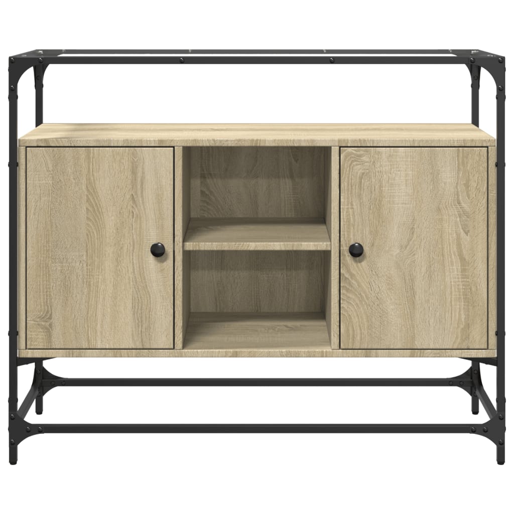 Buffet avec dessus en verre chêne sonoma bois d'ingénierie - XIOS