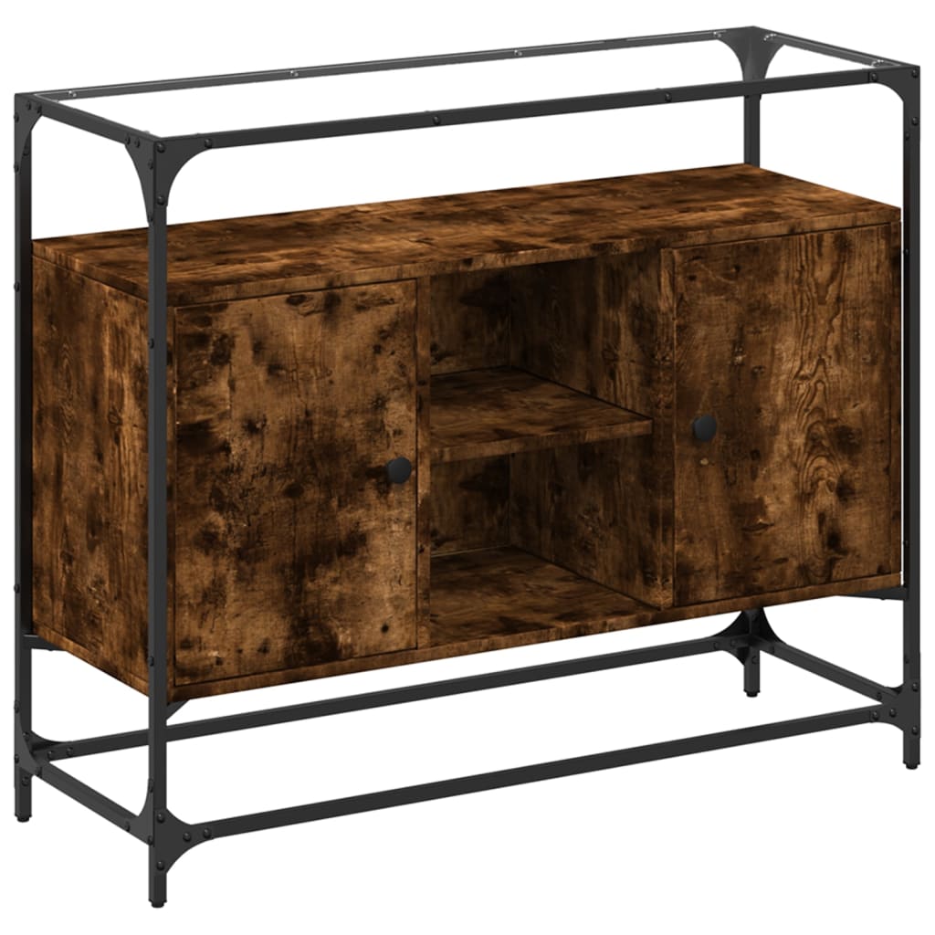 Buffet avec dessus en verre chêne fumé bois d'ingénierie - XIOS
