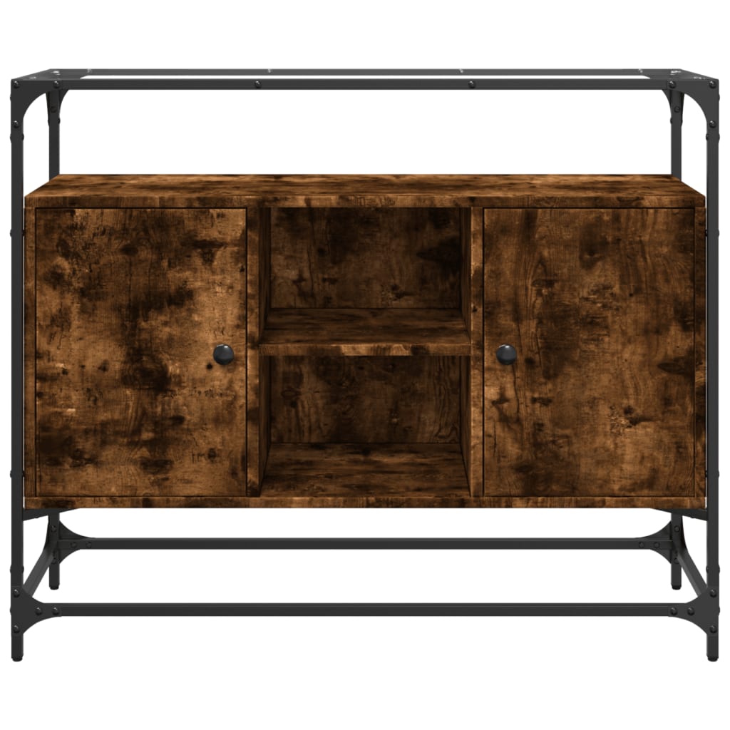 Buffet avec dessus en verre chêne fumé bois d'ingénierie - XIOS