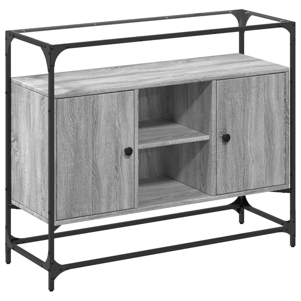Buffet avec dessus en verre sonoma gris bois d'ingénierie - XIOS