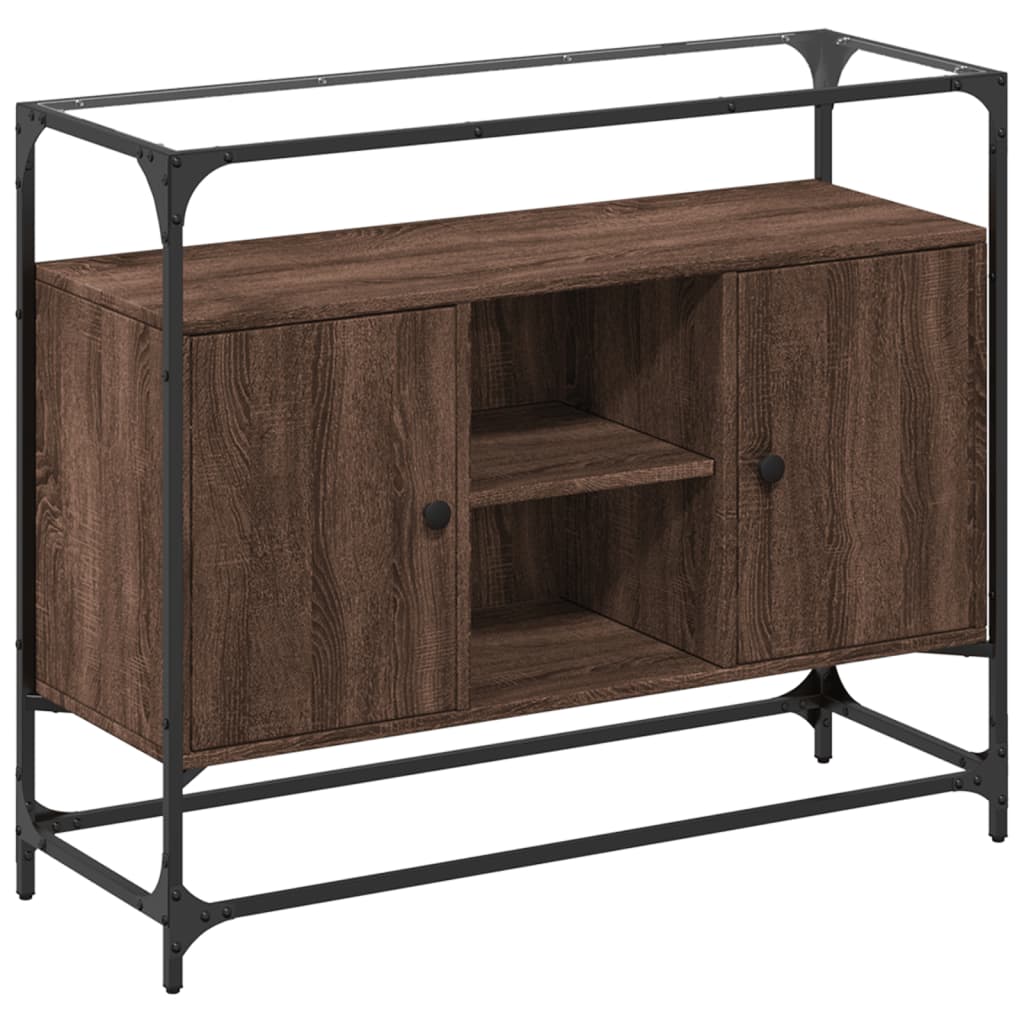Buffet avec dessus en verre chêne marron bois d'ingénierie - XIOS