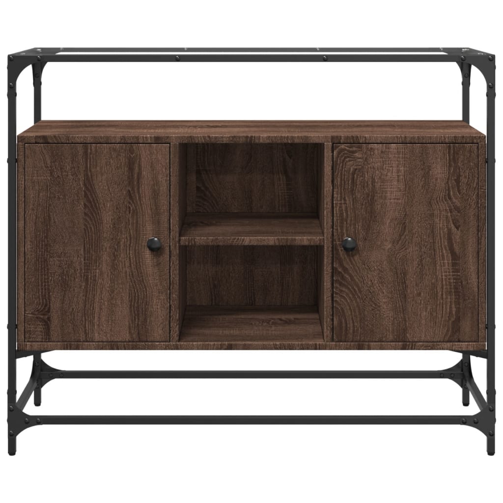 Buffet avec dessus en verre chêne marron bois d'ingénierie - XIOS