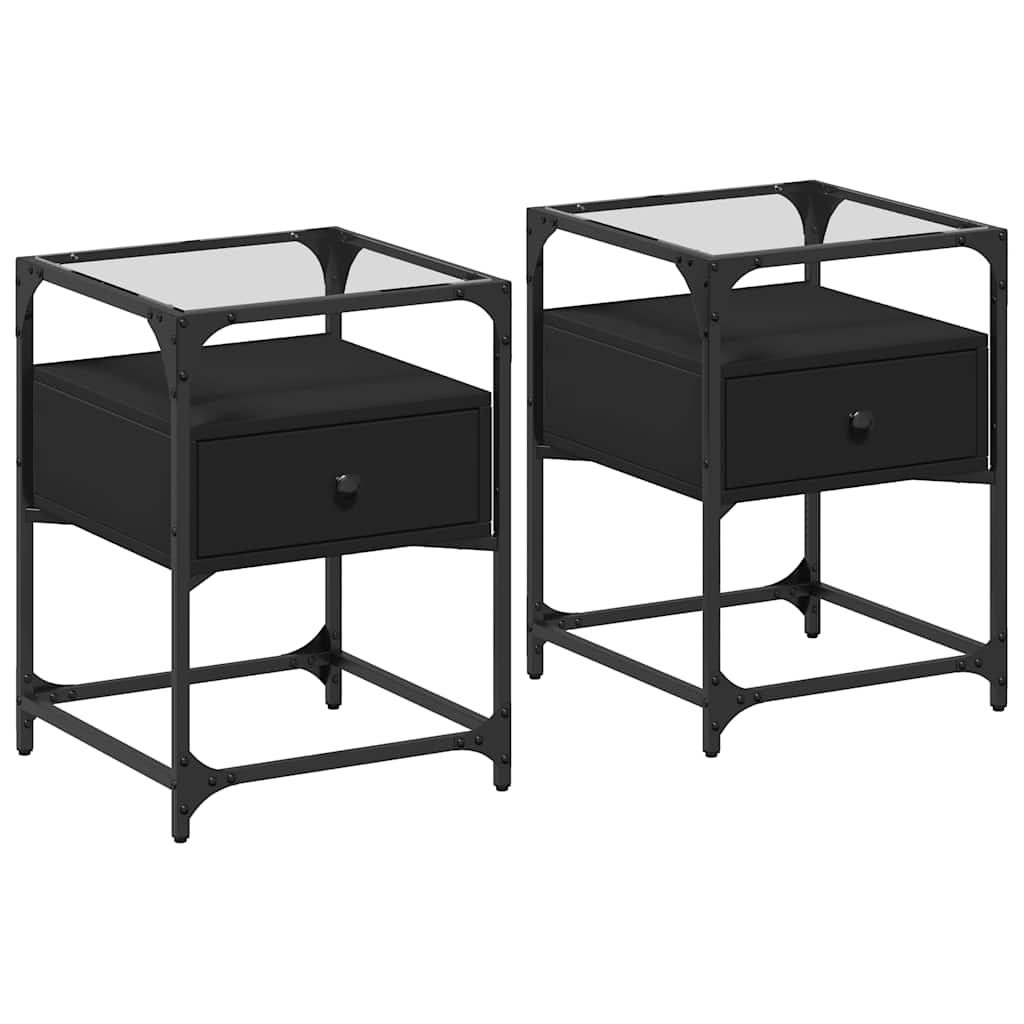 Tables de chevet 2 pcs noir 40x40x55 cm bois d’ingénierie - XIOS