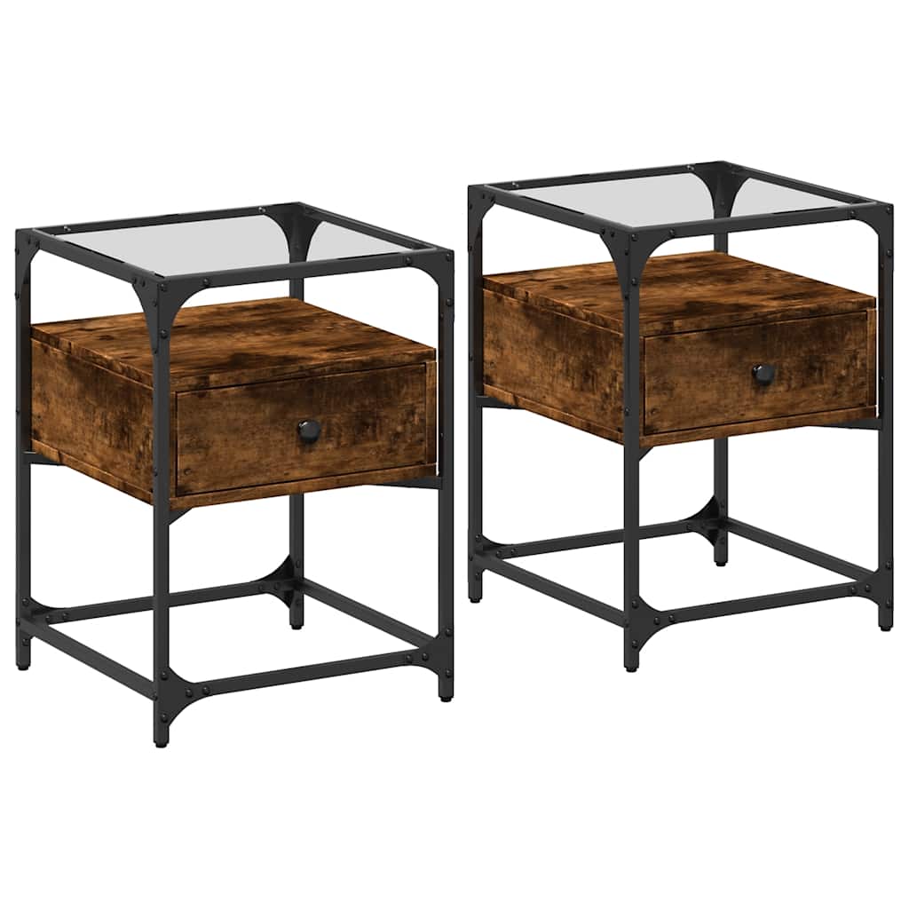 Tables de chevet 2 pcs chêne fumé 40x40x55 cm bois d'ingénierie - XIOS